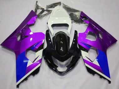 Custom 2004-2005 Suzuki GSXR 600 / GSXR 750 Motorcycle Fairings - White Purple Blue Glossy Black