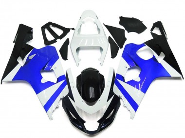 Custom 2004-2005 Suzuki GSXR 600 / GSXR 750 Motorcycle Fairing Kits - White Blue Glossy Black