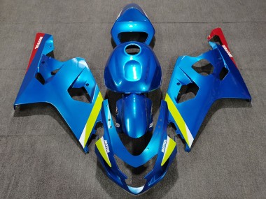 Custom 2004-2005 Suzuki GSXR 600 / GSXR 750 Motorcycle Fairings - Blue Yellow Red