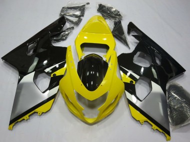 Custom 2004-2005 Suzuki GSXR 600 / GSXR 750 Motorcycle Fairings - Yellow Silver Black OEM Style