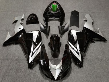 Custom 2006-2007 Kawasaki ZX10R Motorcycle Fairings - Glossy Black Silver
