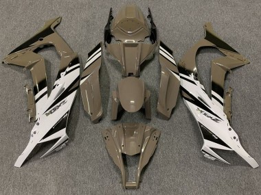 Custom 2011-2015 Kawasaki ZX10R Motorcycle Fairings - Brown White Black