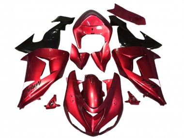Custom 2006-2007 Kawasaki ZX10R Motorcycle Fairings - Red Glossy Black
