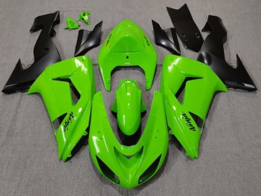 Custom 2006-2007 Kawasaki ZX10R Motorcycle Fairings - Green Matte Black