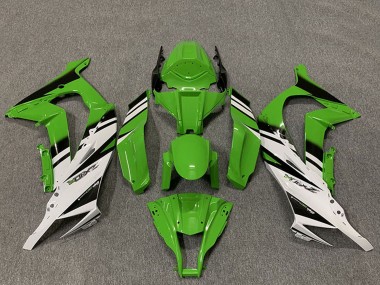 Custom 2011-2015 Kawasaki ZX10R Motorcycle Fairings - Green White Glossy Black OEM Style