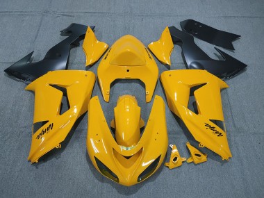 Custom 2006-2007 Kawasaki ZX10R Motorcycle Fairings - Yellow Black Ninja
