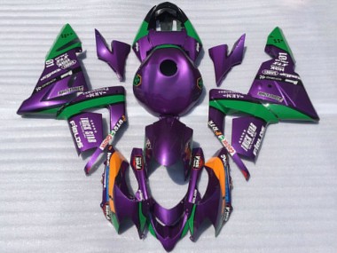 Custom 2004-2005 Kawasaki ZX10R Motorcycle Fairings - Purple and Green Trick Star