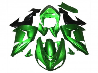 Custom 2006-2007 Kawasaki ZX10R Motorcycle Fairings - Green Glossy Black