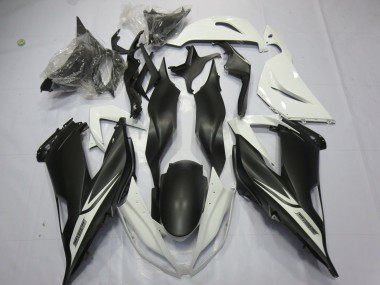 Custom 2013-2018 Kawasaki ZX6R Motorcycle Fairings - White Matte Black