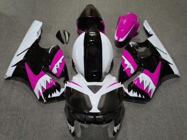 Custom 2002-2006 Kawasaki ZX12R Motorcycle Fairings - Pink Black White Shark