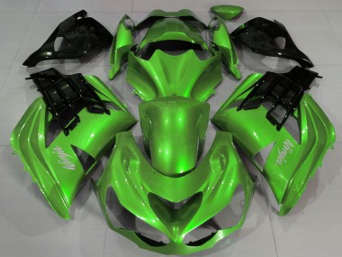 Custom 2012-2024 Kawasaki ZX14R Motorcycle Fairings - Liquid Green Black