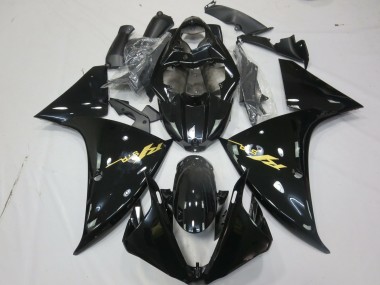 Custom 2009-2011 Yamaha R1 Motorcycle Fairings - Glossy Black Gold Decal