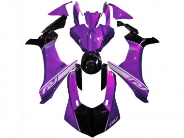Custom 2015-2019 Yamaha R1 Motorcycle Fairings - Purple Glossy Black Silver