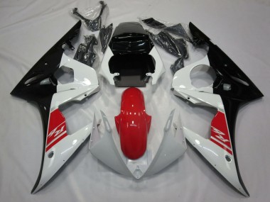 Custom 2005 Yamaha R6 Motorcycle Fairing - White Red Black