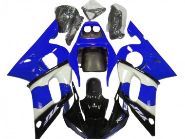 Custom 1998-2002 Yamaha R6 Motorcycle Fairings - Blue White Glossy Black