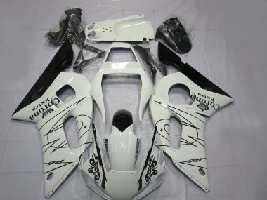 Custom 1998-2002 Yamaha R6 Motorcycle Fairings - White Black Corona Motul