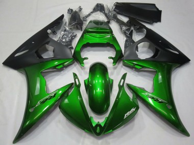 Custom 2005 Yamaha R6 Motorcycle Fairings - Dark Green Matte Black