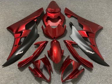 Custom 2006-2007 Yamaha R6 Motorcycle Fairings - Red Matte Black