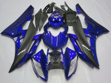 Custom 2006-2007 Yamaha R6 Motorcycle Fairings - Blue Matte Black