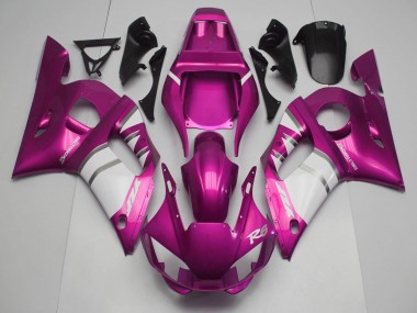 Custom 1998-2002 Yamaha R6 Motorcycle Fairings - Pink White