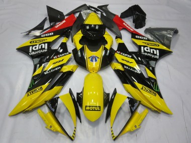 Custom 2006-2007 Yamaha R6 Motorcycle Fairings - Yellow Black Red Motul Monster
