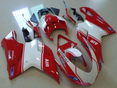 Custom 2007-2014 Ducati 848 1098 1198 Motorcycle Fairings - Red White Air Generali Tim