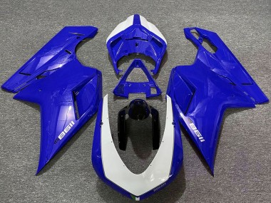 Custom 2007-2014 Ducati 1198 Motorcycle Fairings - Glossy Blue White