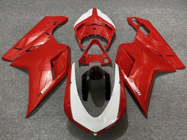 Custom 2007-2014 Ducati 1198 Motorcycle Fairings - Red White Black