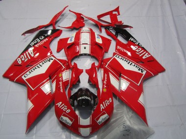 Custom 2007-2014 Ducati 848 1098 1198 Motorcycle Fairings - White Red Glossy Black Marlboro Alice