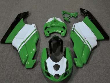 Custom 2003-2004 Ducati 749 999 Motorcycle Fairings - White Green Glossy Black