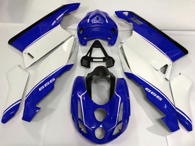 Custom 2003-2004 Ducati 999 Motorcycle Fairings - White Blue Black
