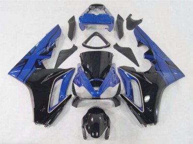 Custom 2006-2008 Triumph Daytona 675 Motorcycle Fairings - Blue Glossy Black