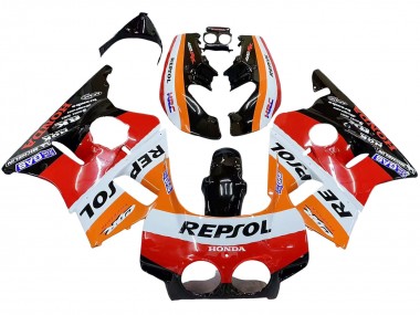 Custom 1987-1989 Honda CBR400RR NC23 Motorcycle Fairings - Orange White Red Glossy Black Repsol HRC