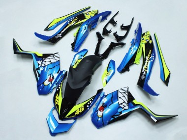 Custom 2017-2021 Yamaha XMAX300 Motorcycle Fairings - Blue Yellow Black Shark 46