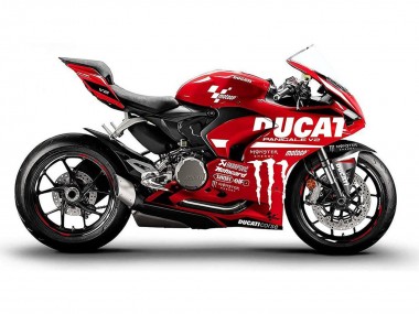 Custom 2020-2024 Ducati Panigale V2 Motorcycle Fairings - Red Glossy Black Monster Corse