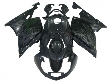 Custom 2005-2010 BMW K1200S Motorcycle Fairings - Glossy Black Grey Flame