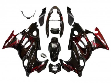 Custom 2004-2006 Suzuki GSX600F/GSX750F Motorcycle Fairings - Glossy Black Red Flame