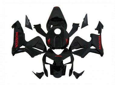 Custom 2003-2004 Honda CBR600RR Motorcycle Fairings - Glossy Black Red Decals