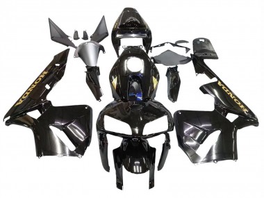 Custom 2005-2006 Honda CBR600RR Motorcycle Fairings - Black with Gold Logo