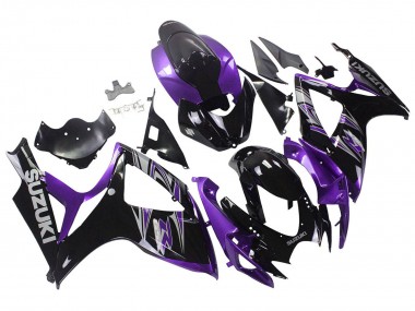 Custom 2006-2007 Suzuki GSXR 600 / GSXR 750 Motorcycle Fairing Kits - Purple Glossy Black
