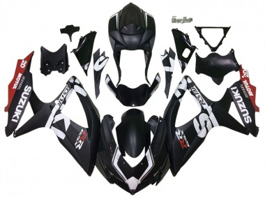 Custom 2008-2010 Suzuki GSXR 600 / GSXR 750 Motorcycle Fairings - Matte Black Red White