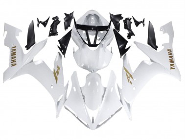 Custom 2004-2006 Yamaha YZF 1000 R1 Motorcycle Fairings - White Gold Decals