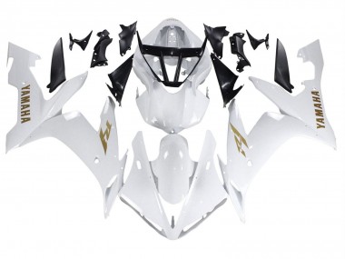 Custom 2004-2006 Yamaha YZF 1000 R1 Motorcycle Fairings - White Gold Decals