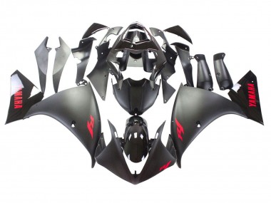 Custom 2009-2011 Yamaha YZF 1000 R1 Motorcycle Fairing - Matte Black Red Decal