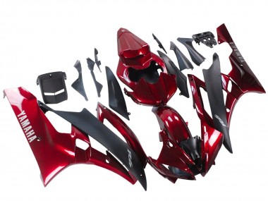Custom 2006-2007 Yamaha YZF 600 R6 Motorcycle Fairing - Red Matte Black