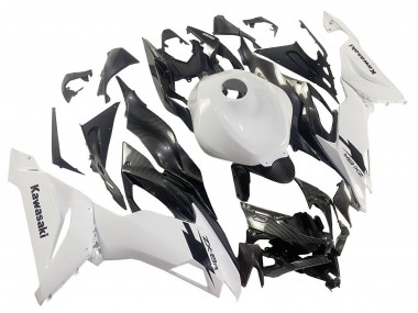 Custom 2019-2022 Kawasaki ZX6R Motorcycle Fairings - White Black Carbon Fiber