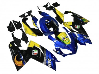 Custom 2006-2011 Aprilia RS125 Motorcycle Fairings - Blue Yellow Black Shark
