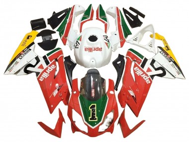 Custom 2006-2011 Aprilia RS125 Motorcycle Fairings - White Red Green
