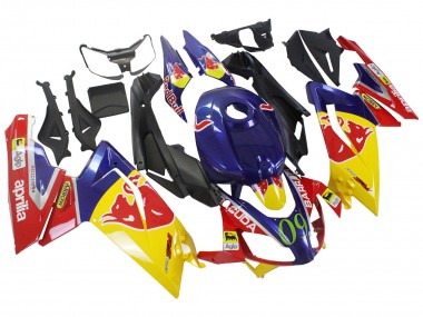 Custom 2006-2011 Aprilia RS125 Motorcycle Fairings - Yellow Dark Blue Red Bull