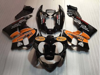 Custom 1992-1993 Honda CBR900RR 893 Motorcycle Fairings - Glossy Black Orange Hm Plant